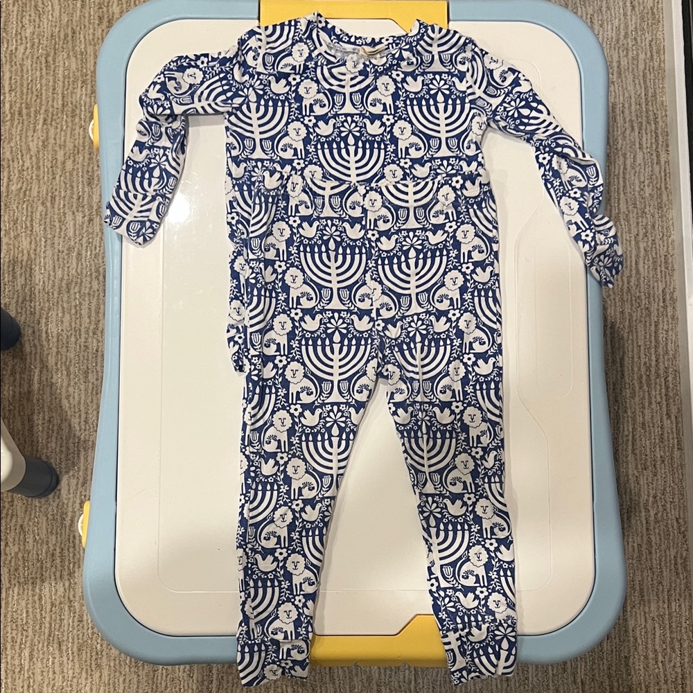 long sleeve crew neck pj set | menorah | bamboo - 3T